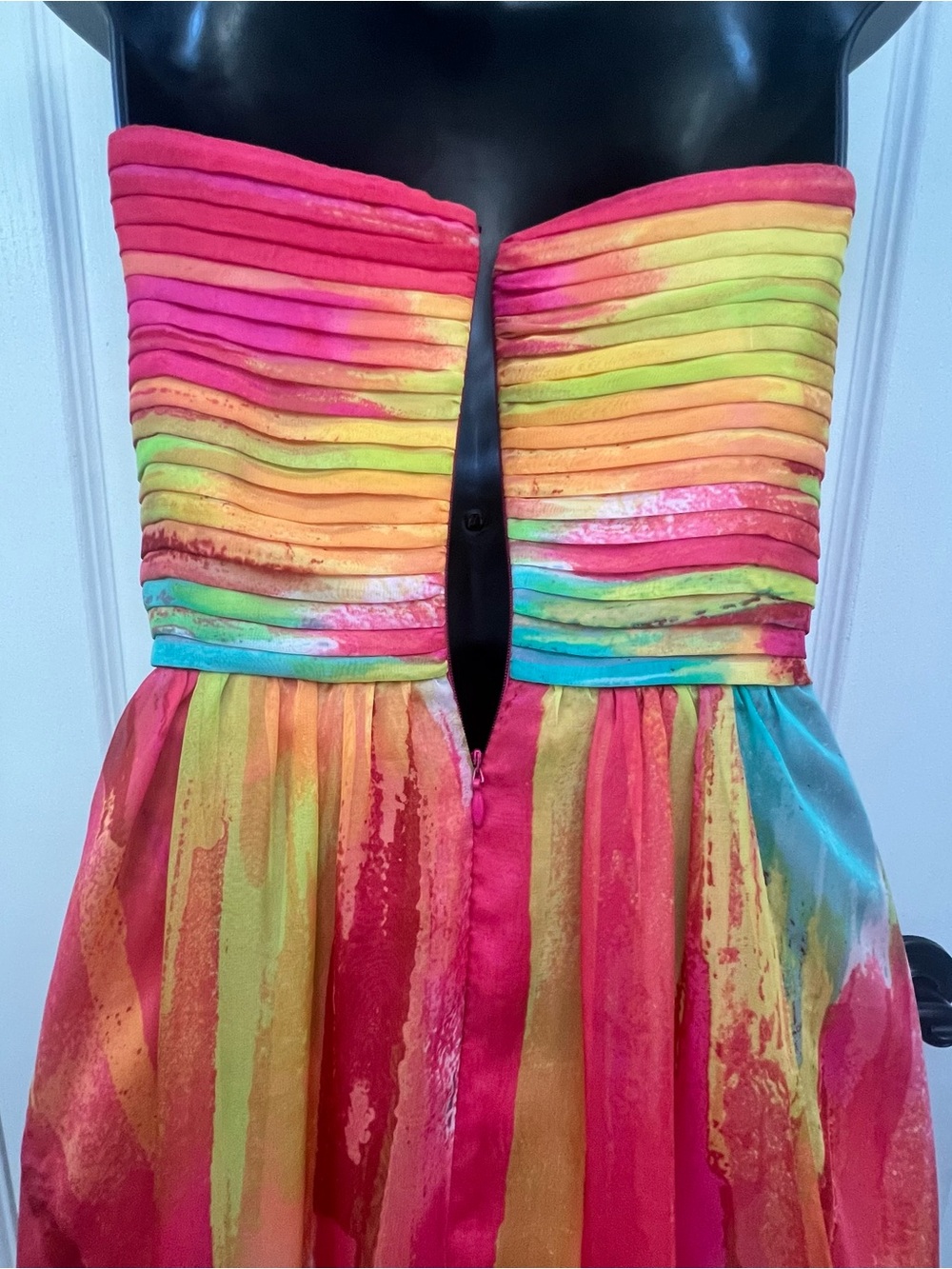 Laundry by Shelli Segal Watercolor Strapless Maxi Dress Size 10 - Picture 10 of 15